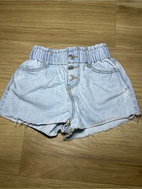 Zara Other - Zara Light-Blue Elastic Waist Denim Shorts with Button Front